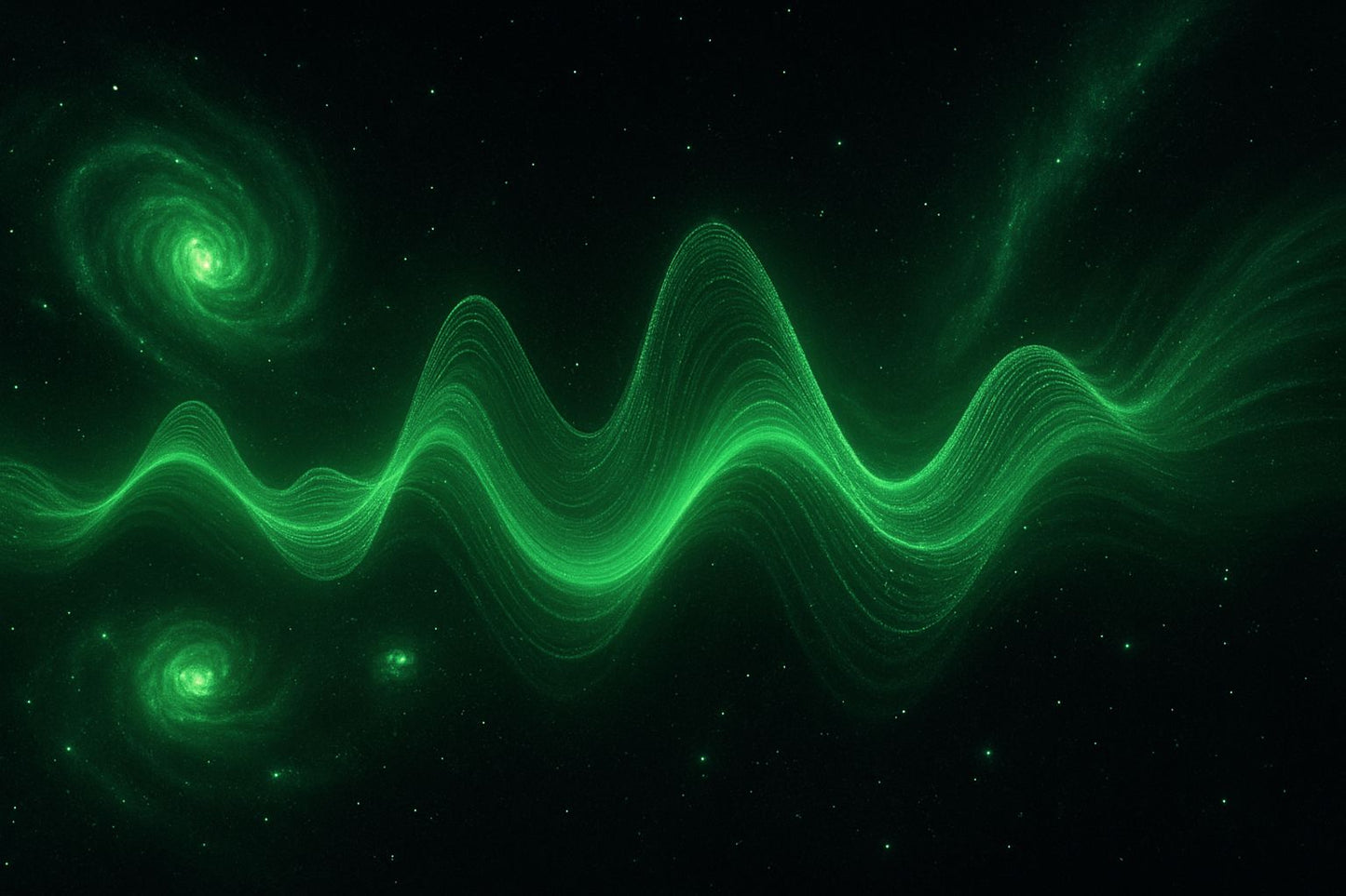 Wavy green light pattern on a dark background | Statement Earrings | neo jewelry