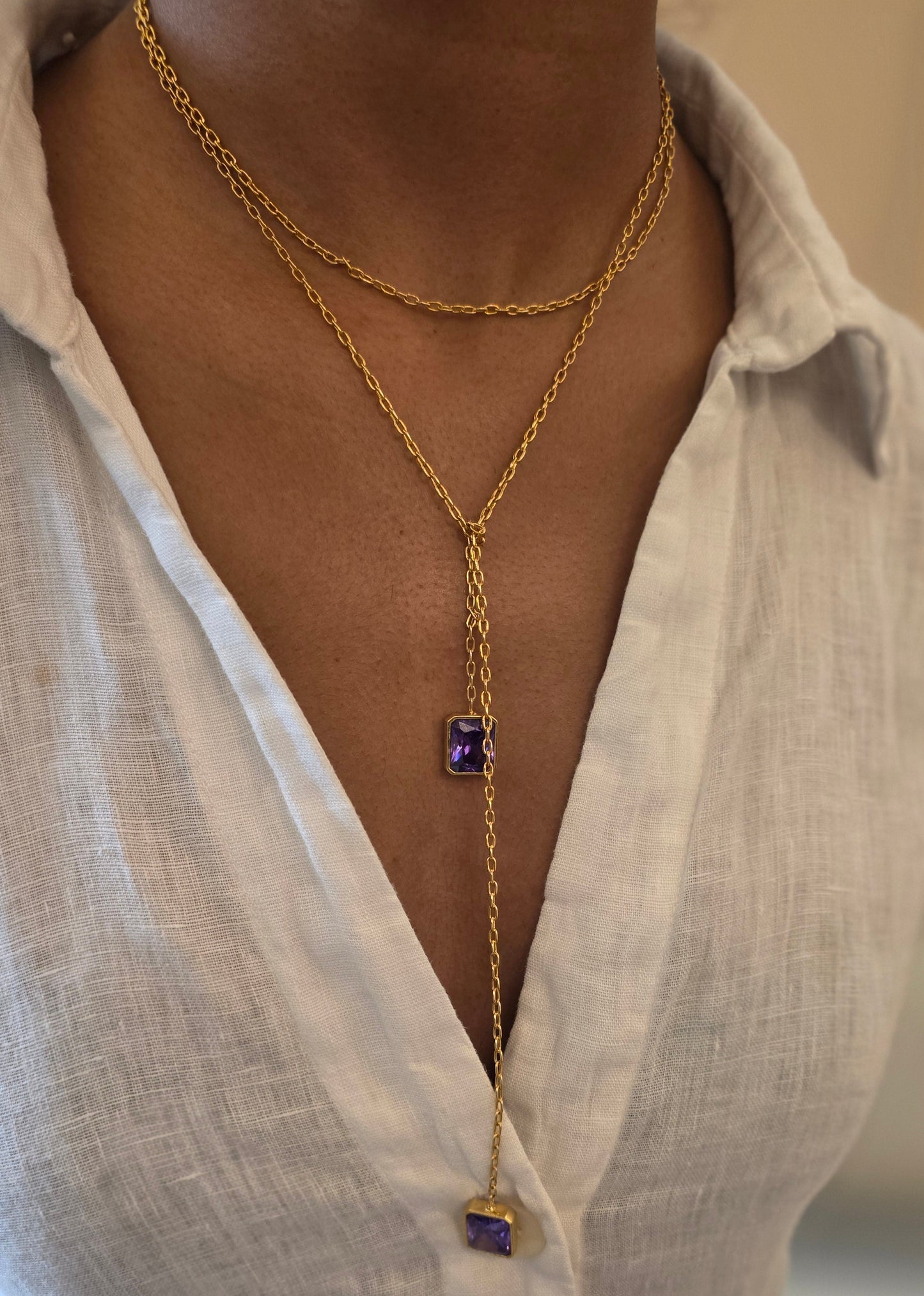 Amethyst Drop Necklace