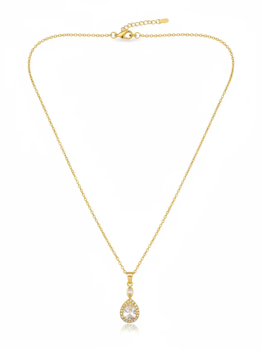 Gold necklace with a teardrop-shaped pendant
