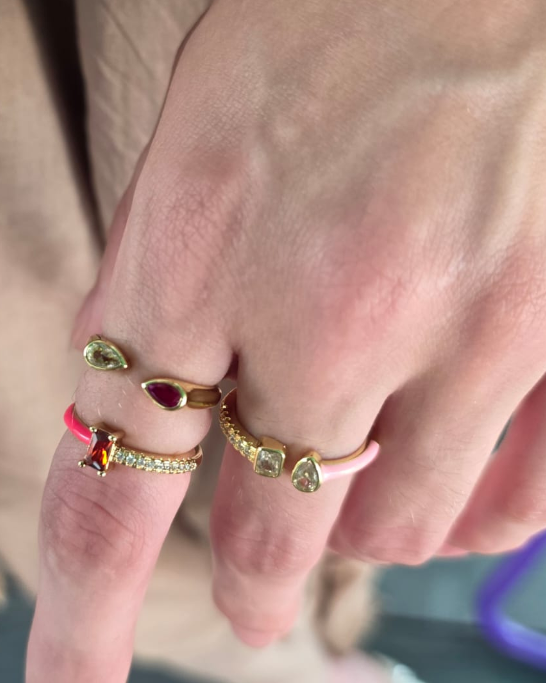 Scarlet Aura Rings - (Stack of 3)