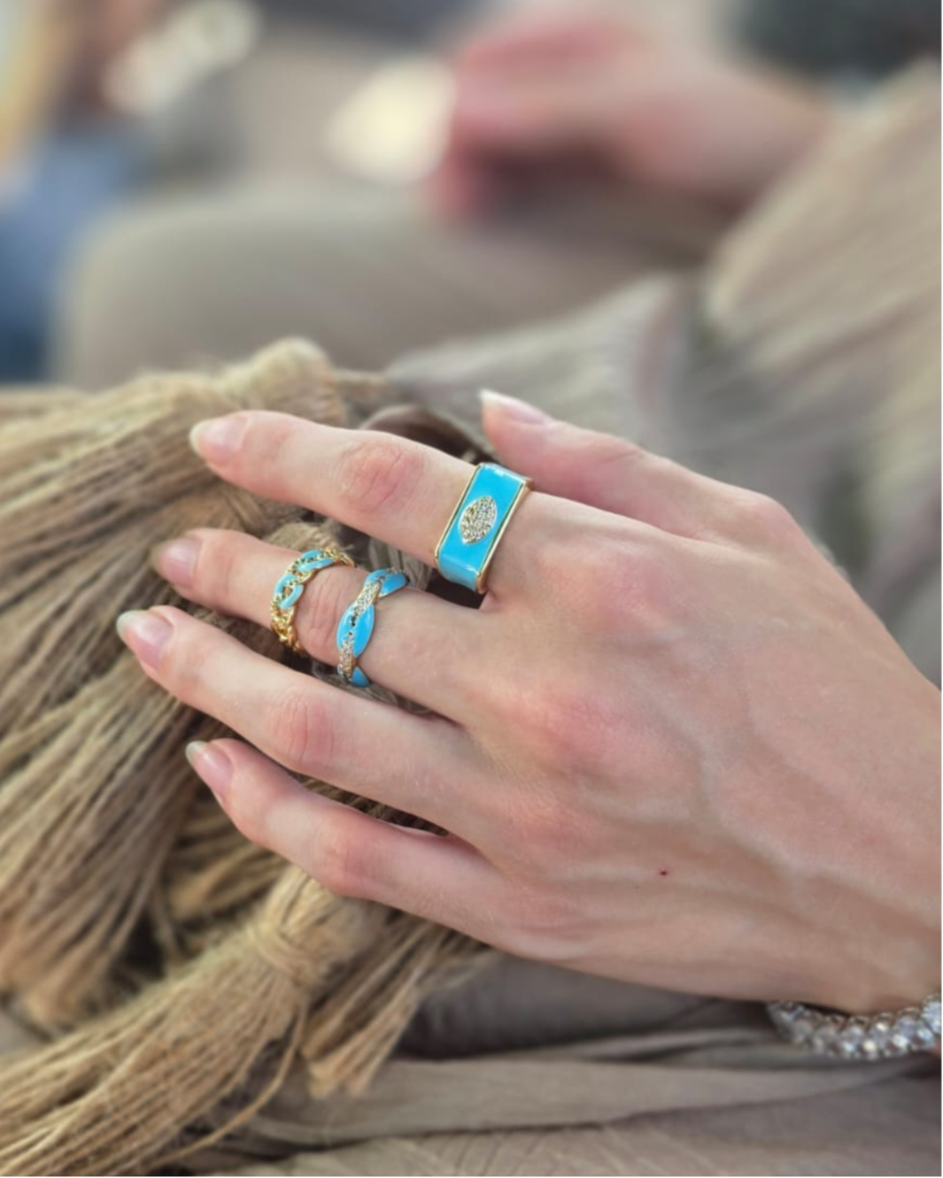 Aqua Mirage Rings - (Stack of 3)