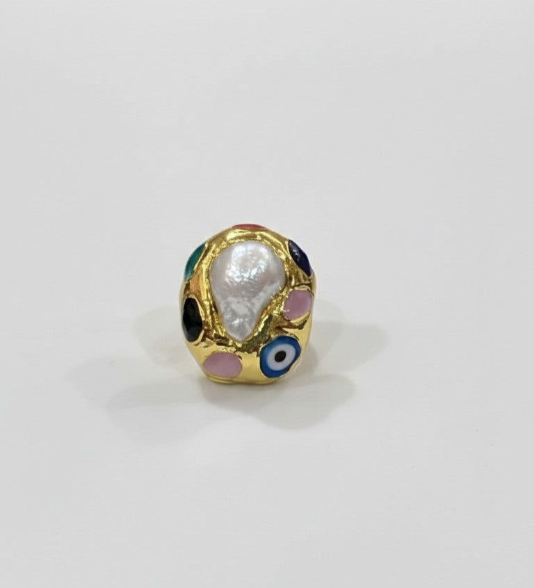 Meca Charm Pearl Ring