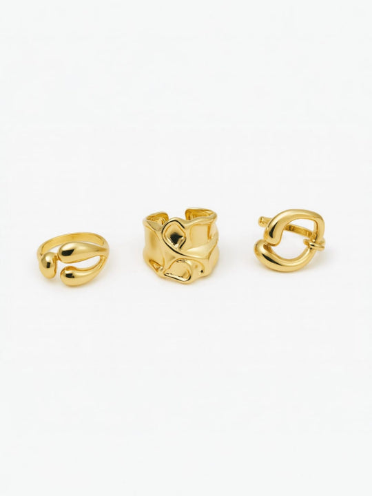 Set of gold rings | Statement Ring | Asymmetrical Ring | neo jewelry