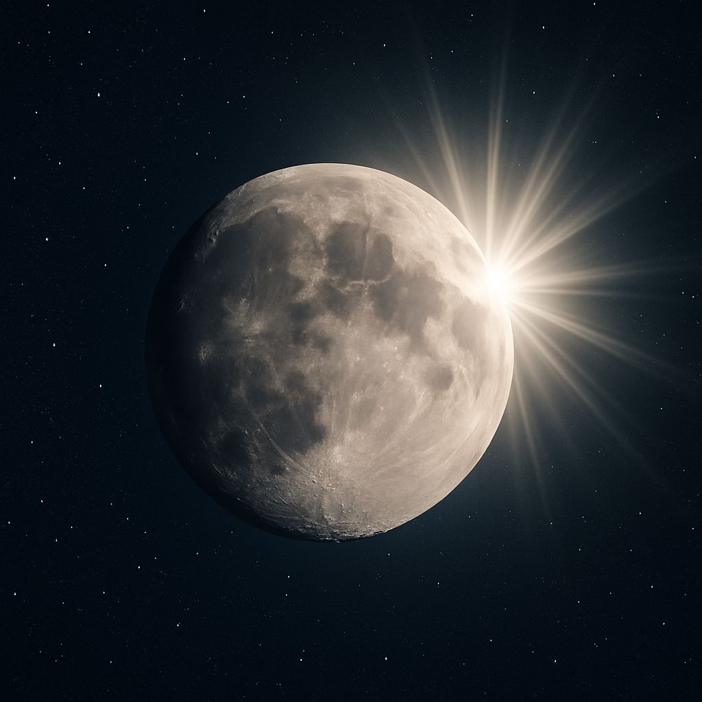 Moon with a bright light source in space | Statement Earrings | neo jewelry