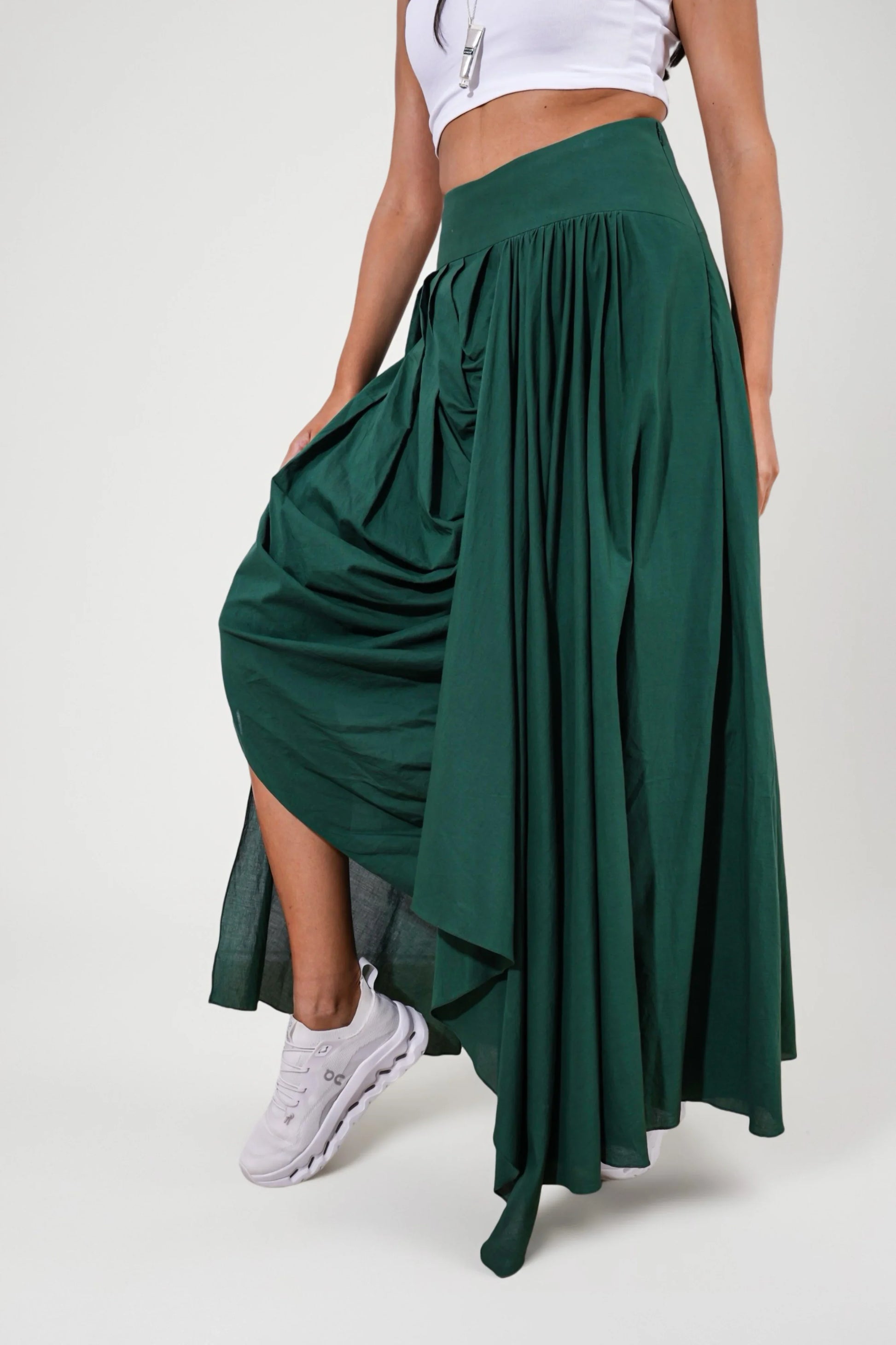 Dark Green draped design skirt | Women's Skirt | Pret Clothes | nEo Clothes
