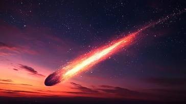 Meteoric shower with a bright comet-like object against a starry | Women's Pants | Bottoms | Pret Clothes | nEo Clothes.night sky.