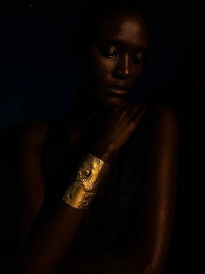 24k Gold  Plated Jewellery Auric Crater Handcuff