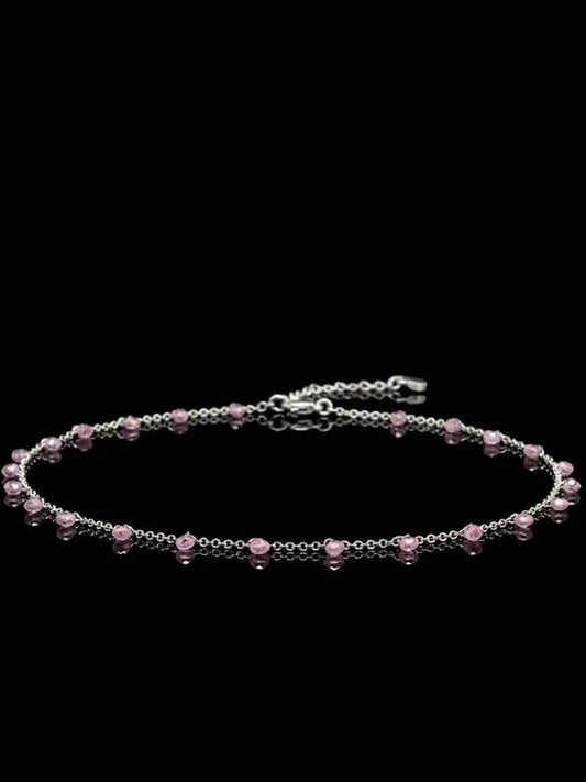 Silver Aurora Blush Necklace with light pink gemstone crafted in 925 silver