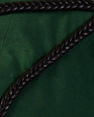 Aurora Co-Ord Set : Close-up of a braided leather strap on a green fabric - near Earth object | Women co-ord set | pret Clothes | nEo clothes