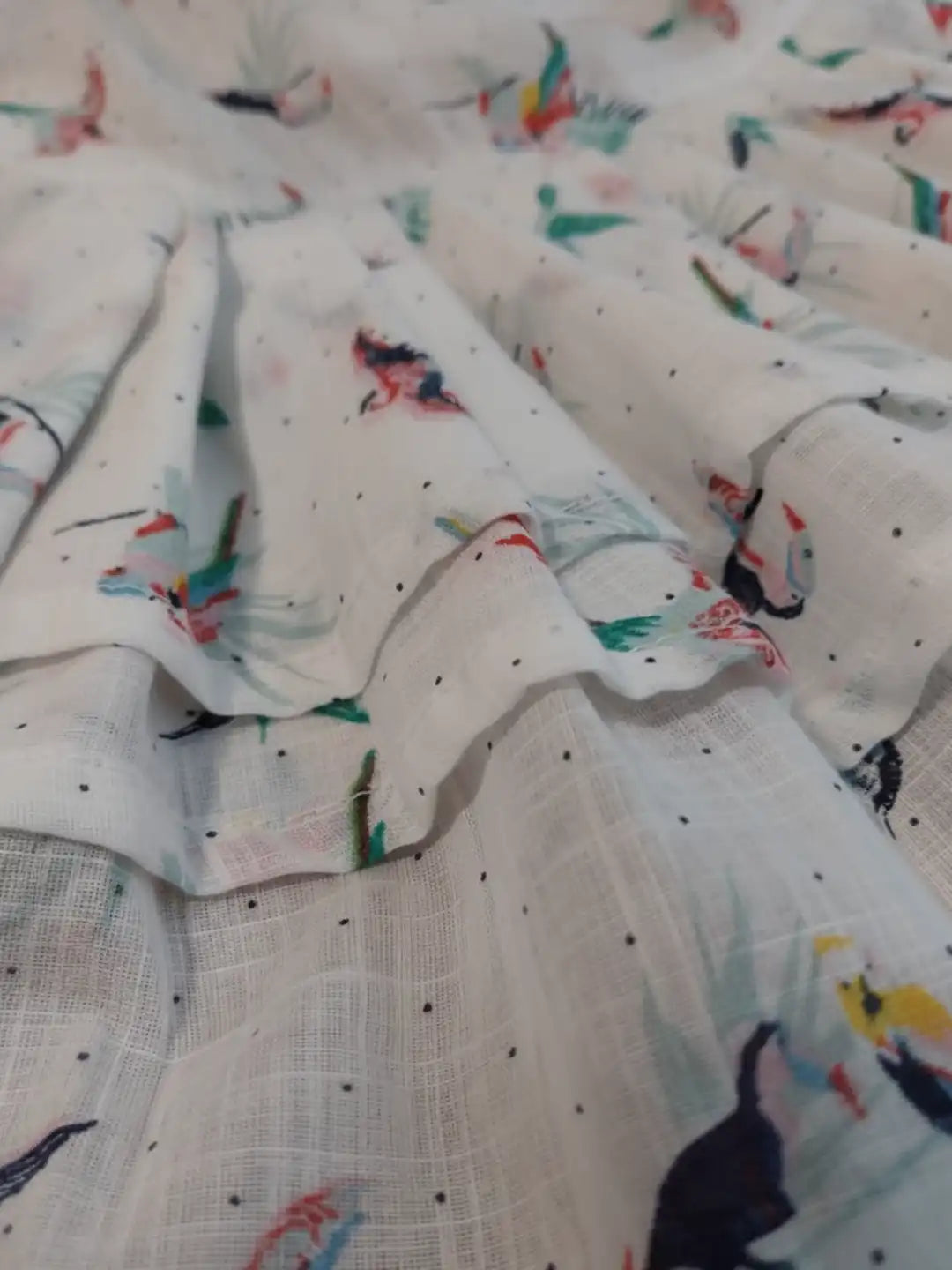 Fabric with colorful bird pattern 