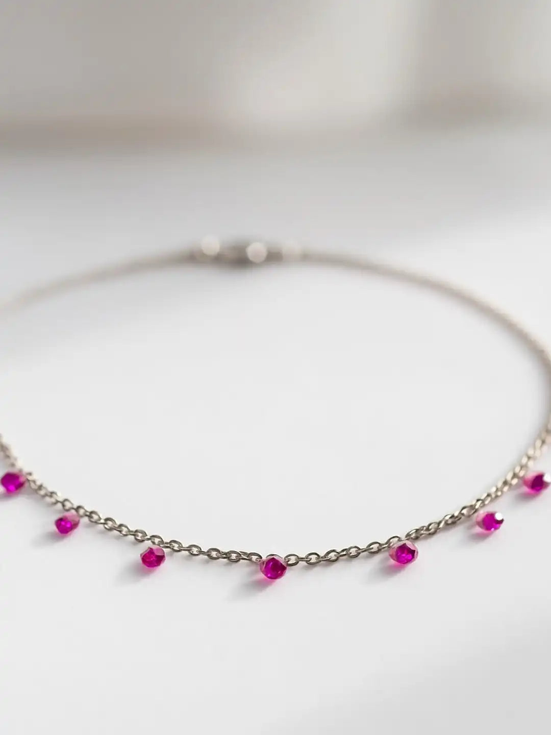 Silver Blush Orbit Necklace with gemstone crafted in 925 silver.