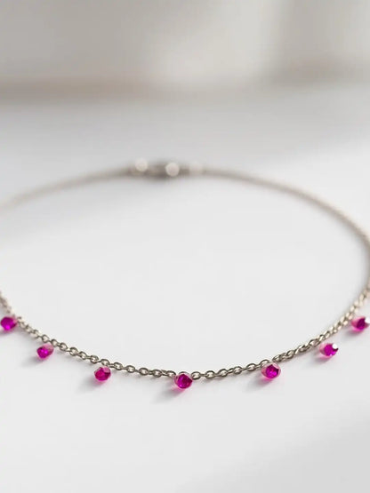 Silver Blush Orbit Necklace with gemstone crafted in 925 silver.