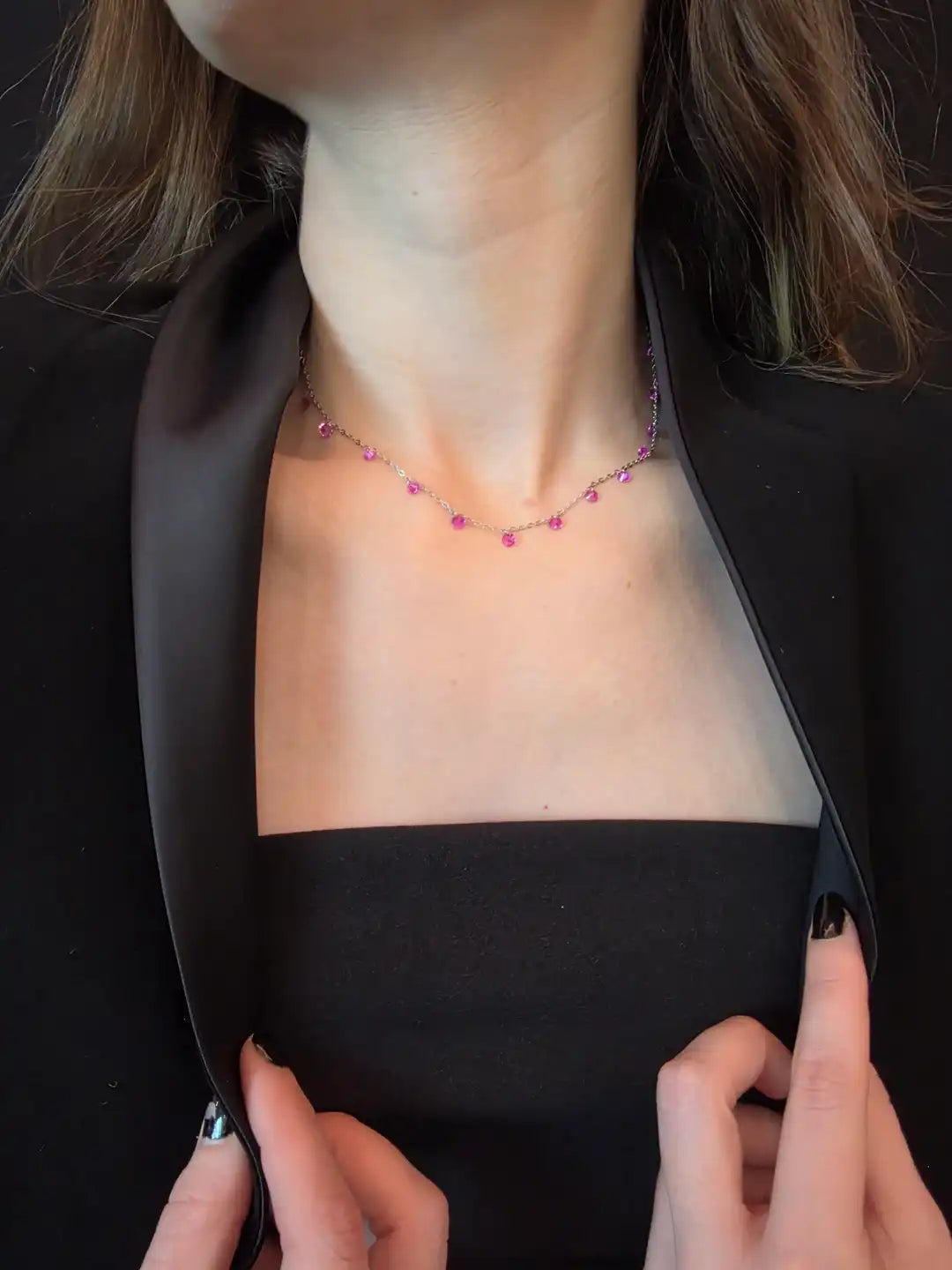 Silver Blush Orbit Necklace with gemstone crafted in 925 silver.
