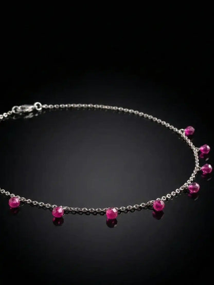 Silver Blush Orbit Necklace with pink gemstone crafted in 925 silver.