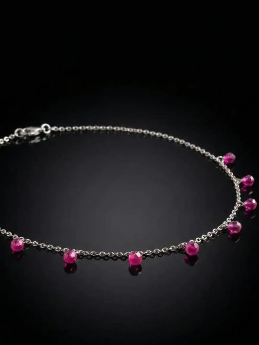 Silver Blush Orbit Necklace with pink gemstone crafted in 925 silver.