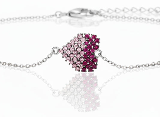 Close-up of ruby centre bracelet showing the gemstone sparkle and detailed setting.