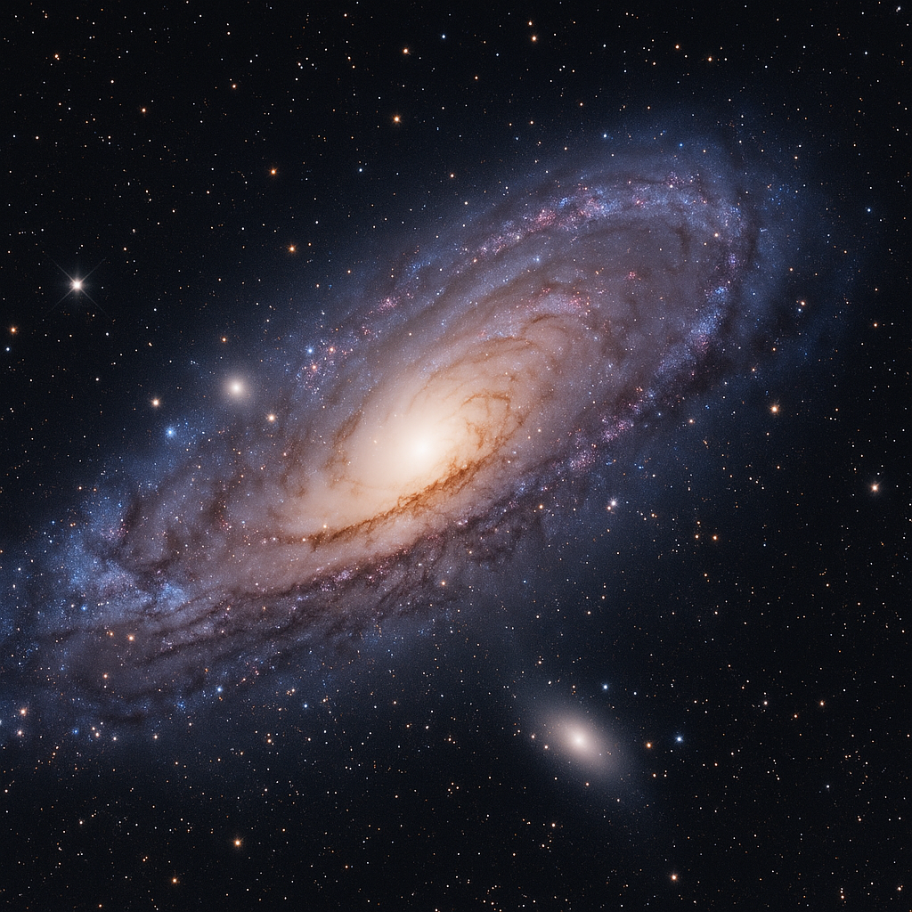 Spiral galaxy in space with stars and another galaxy in the background  | Women Dresses | Pret Clothes | nEo Clothes.