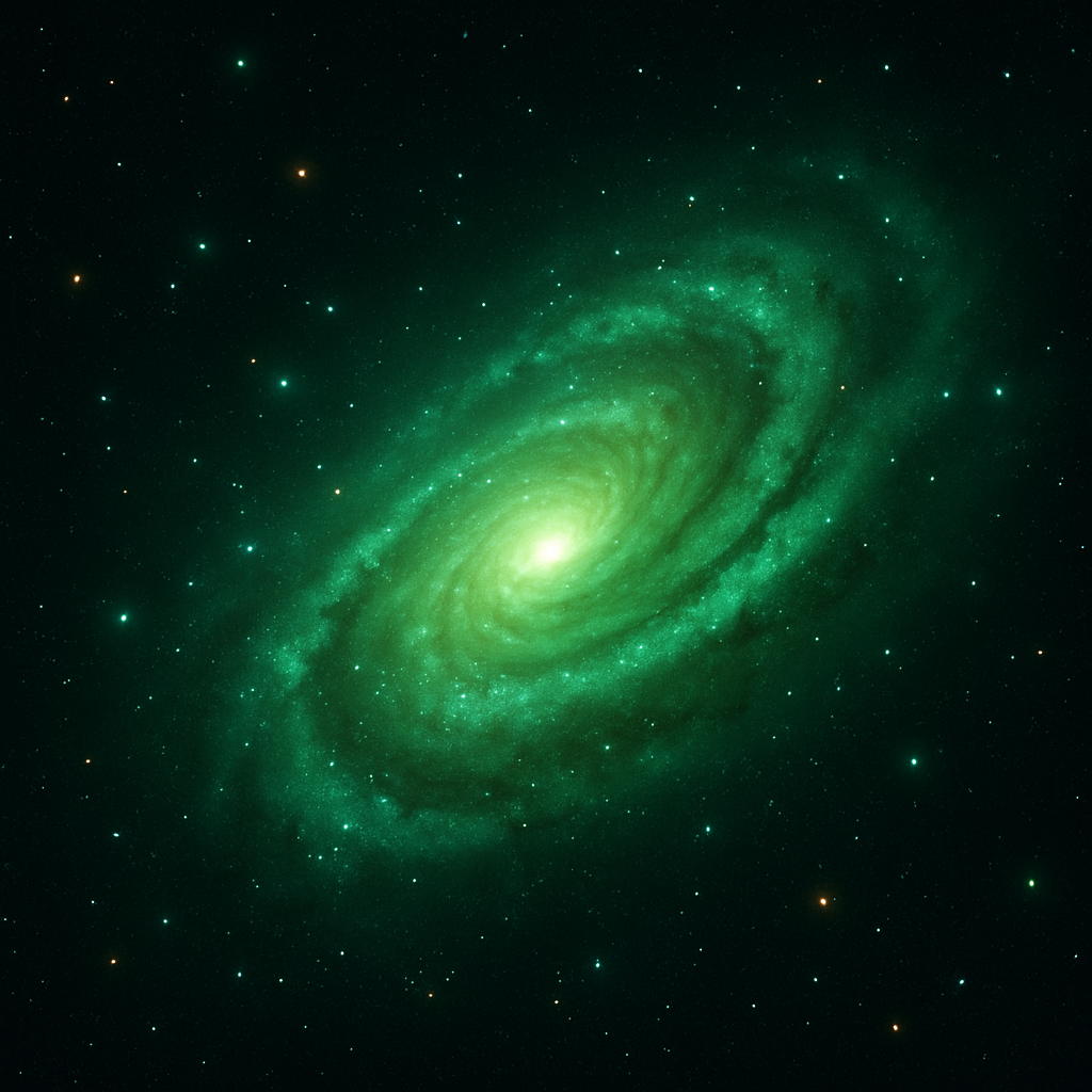 Spiral galaxy in space with a bright center and dark green color.  | Women Dresses | Pret Clothes | nEo Clothes.