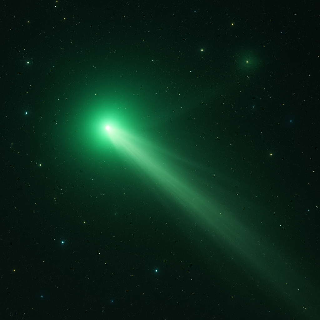 Green comet streaking across a starry night sky  | Women Dresses | Pret Clothes | nEo Clothes.