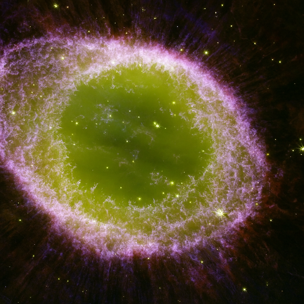 Ring-shaped nebula with green center and purple outer ring  | Women Jumpsuit | Pret Clothes | nEo Clothes.