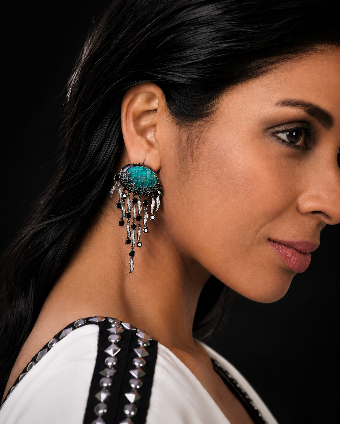 Moonlit Cascade Earring