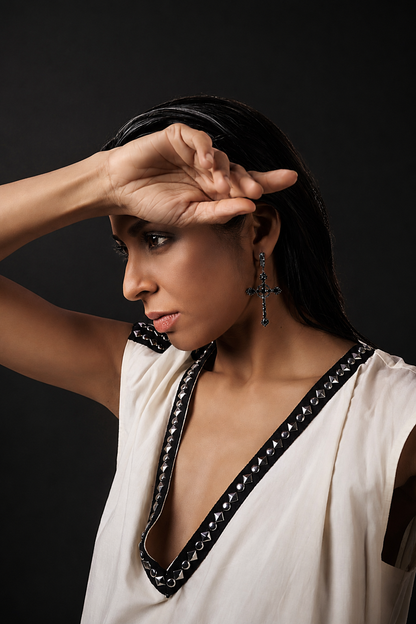 Black Onyx Cross Drops