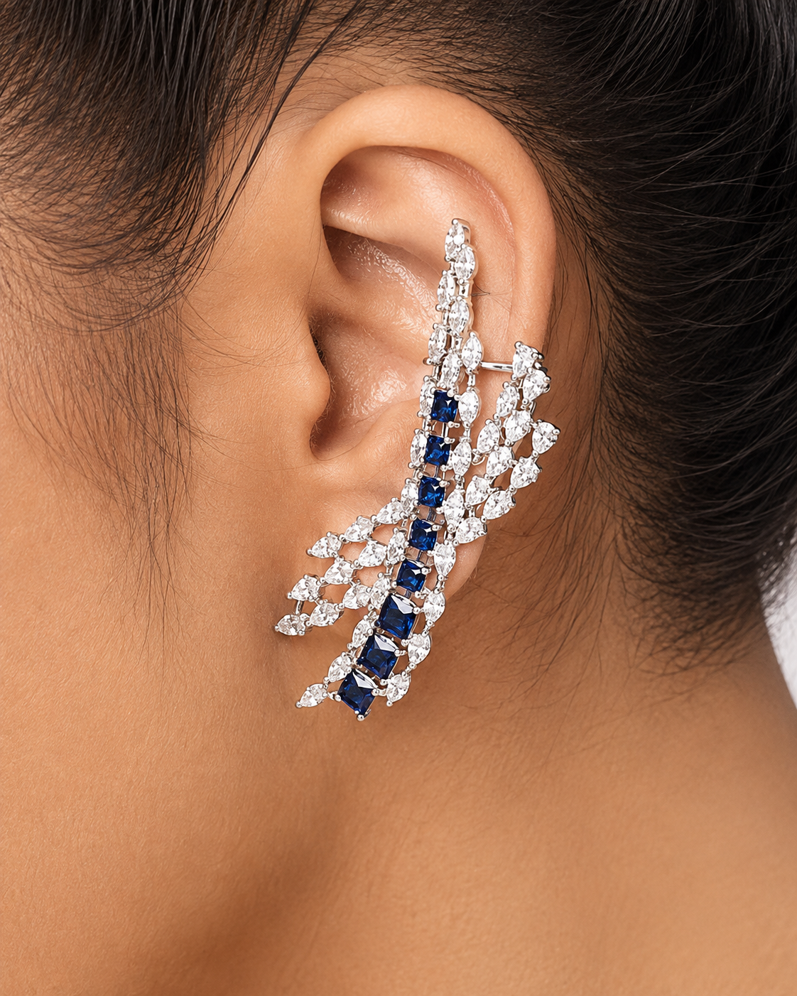 Sapphire Cascade Ear Cuff