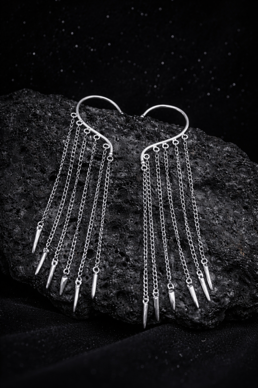 Stellar Spikes Crome Ear Cuffs