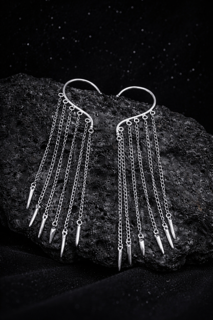 Stellar Spikes Crome Ear Cuffs