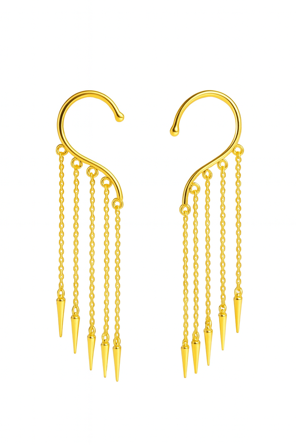 Gold chain Ear Cuffs Earrings with spike ends | Statement Ear Cuffs | neo jewelry 