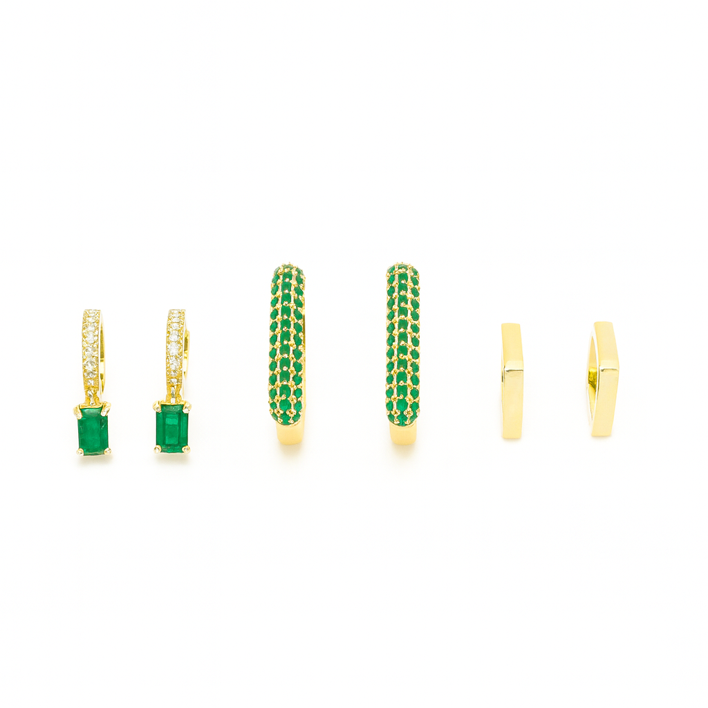Aurora Verde Earrings - (Stack of 3)