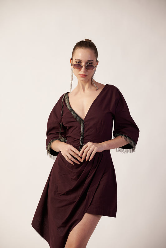 Crimson Supernova Dress : Woman wearing a Coca Cola dress with lace trim - near Earth object  | Women Dresses | Pret Clothes | nEo Clothes.