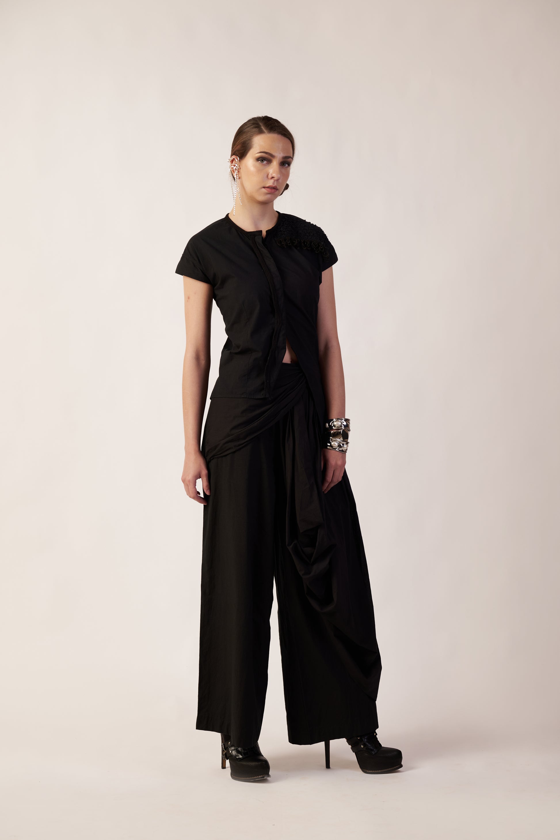 Dark Matter Set : Woman wearing a black outfit - near Earth object | Women Co-ord Set | Pret Clothes | nEo Clothes.
