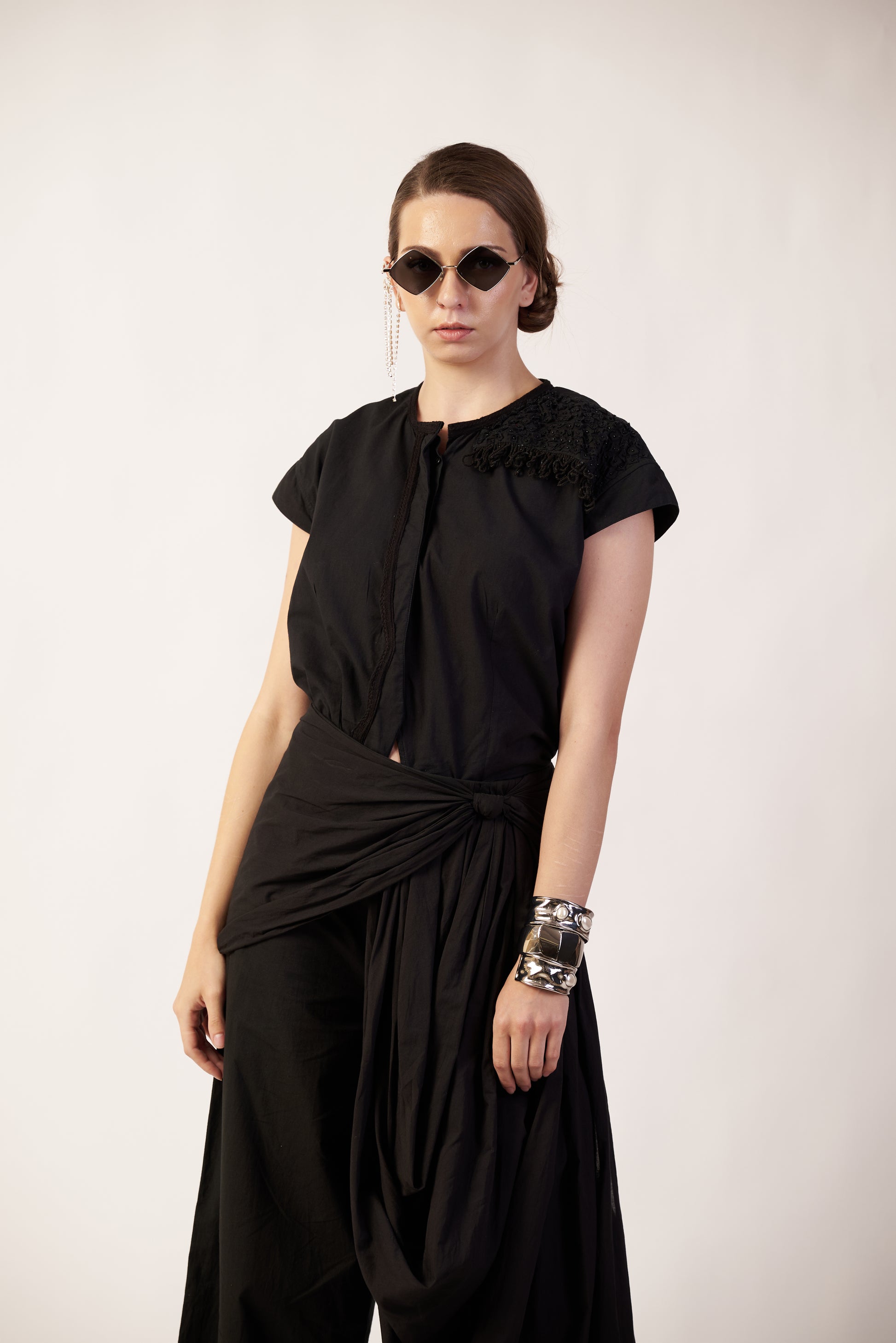 Dark Matter Set : Woman wearing a black dress - near Earth object | Women Co-ord Set | Pret Clothes | nEo Clothes.
