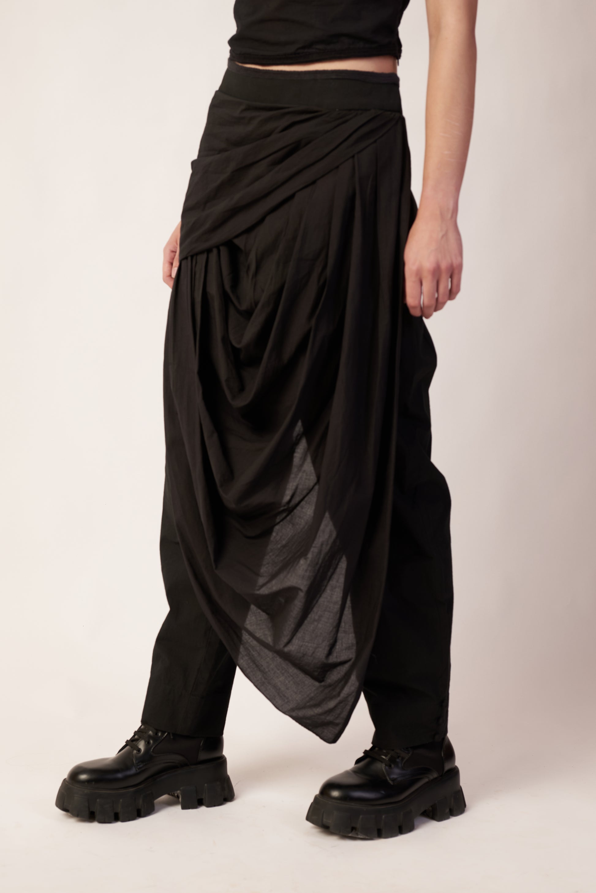 Dark Matter Set : Person wearing a black drape skirt - near Earth object | Women Co-ord Set | Pret Clothes | nEo Clothes.