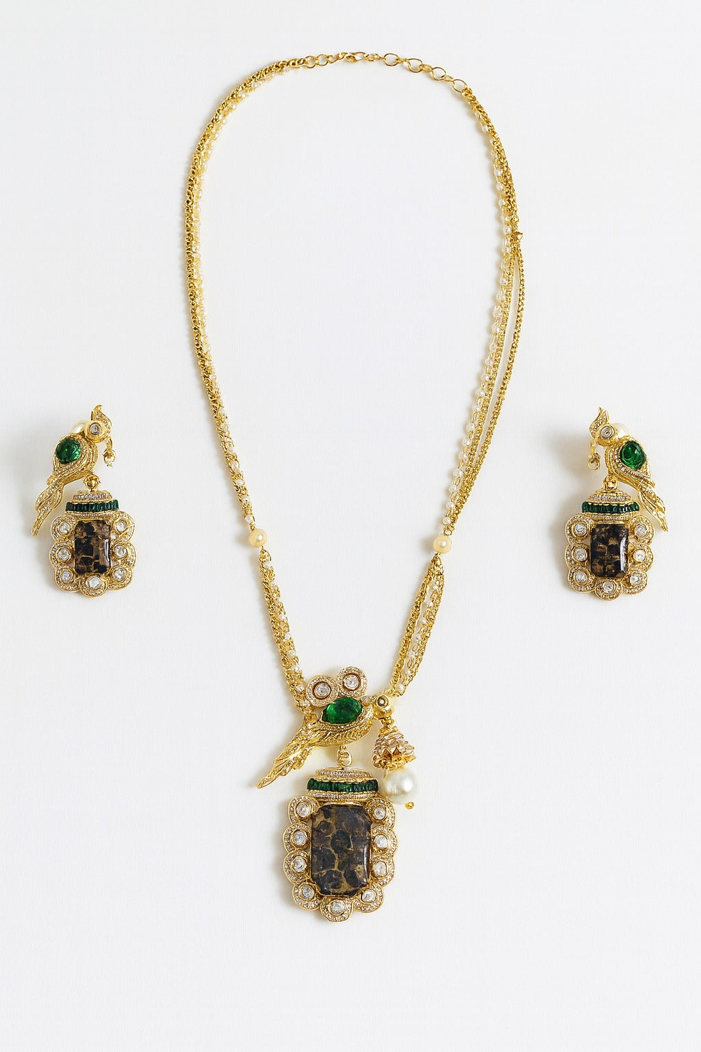 Emerald Aviary Necklace Set Necklace & Earrings - Heritage Jewelry by nEo