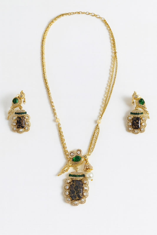 Emerald Aviary Necklace Set Necklace & Earrings - Heritage Jewelry by nEo