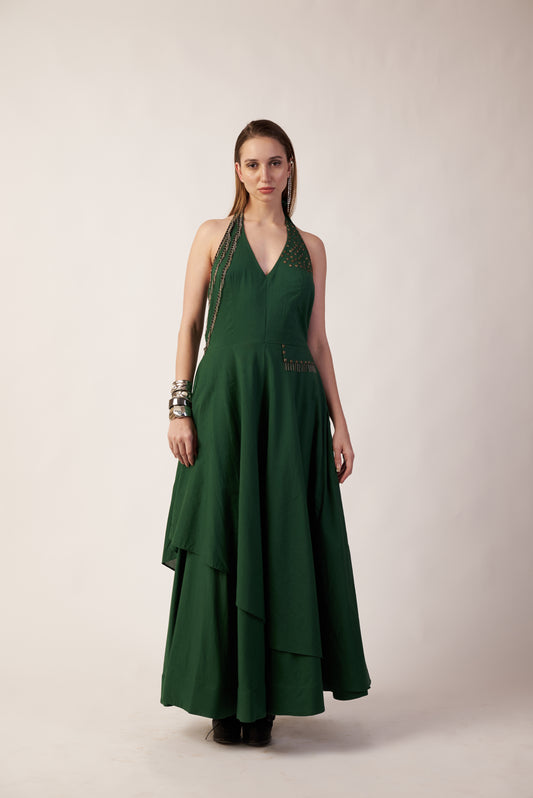 Emerald Comet : Woman wearing a  dark green dress - near Earth object | Women Dresses | Pret Clothes | nEo Clothes.