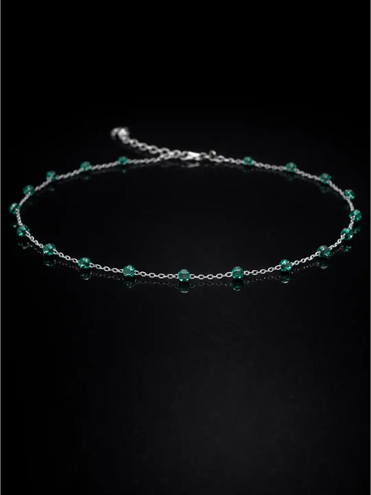 Silver Emerald Drift Necklace with Green Gemstone crafted in 925 silver