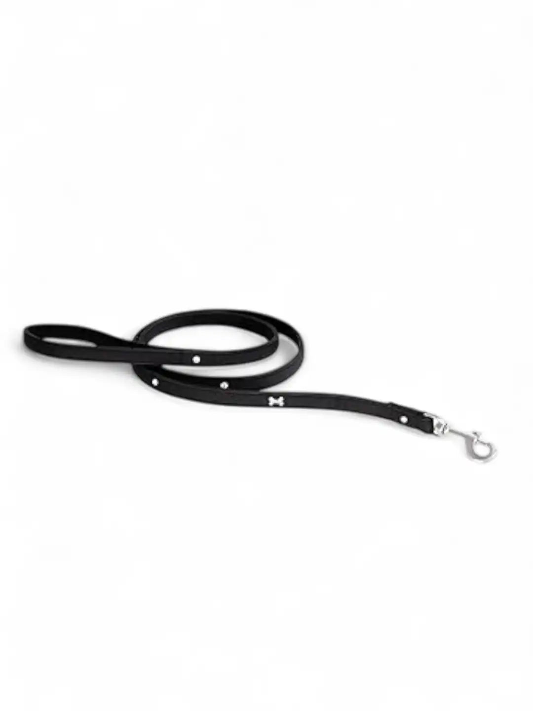 Black dog leash with a metal clasp 