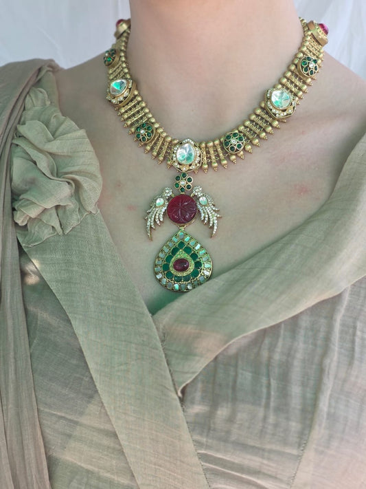 Gold Regal Matte Dynasty Set Necklace & Earrings - Heritage jewelry by nEo