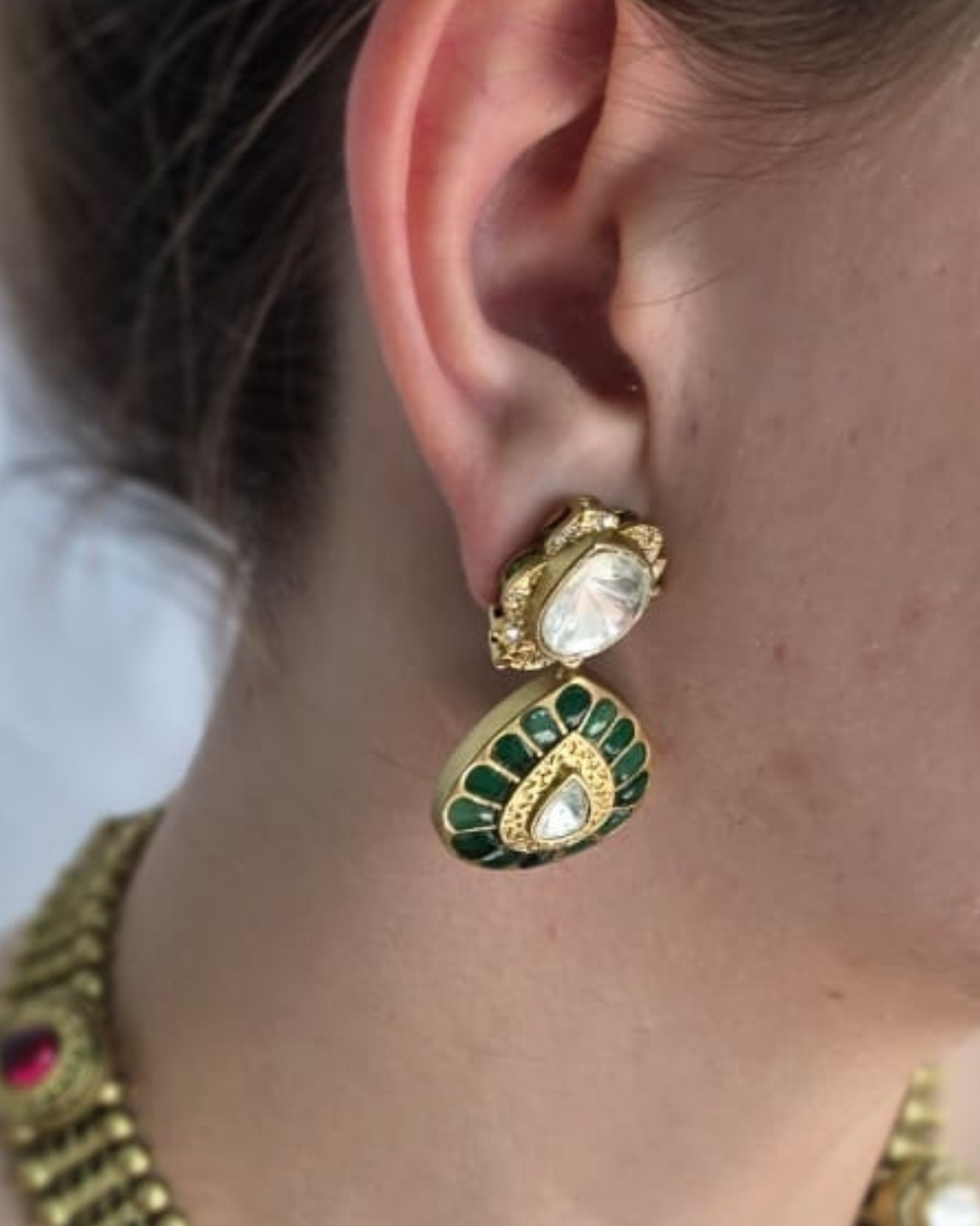 Gold Regal Matte Dynasty Set Necklace & Earrings - Heritage jewelry by nEo