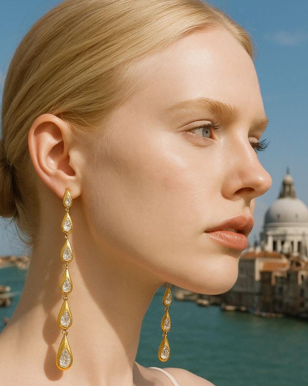 Gold Tears of Titan Earrings - Statement Jewellery by nEo Near Earth Object