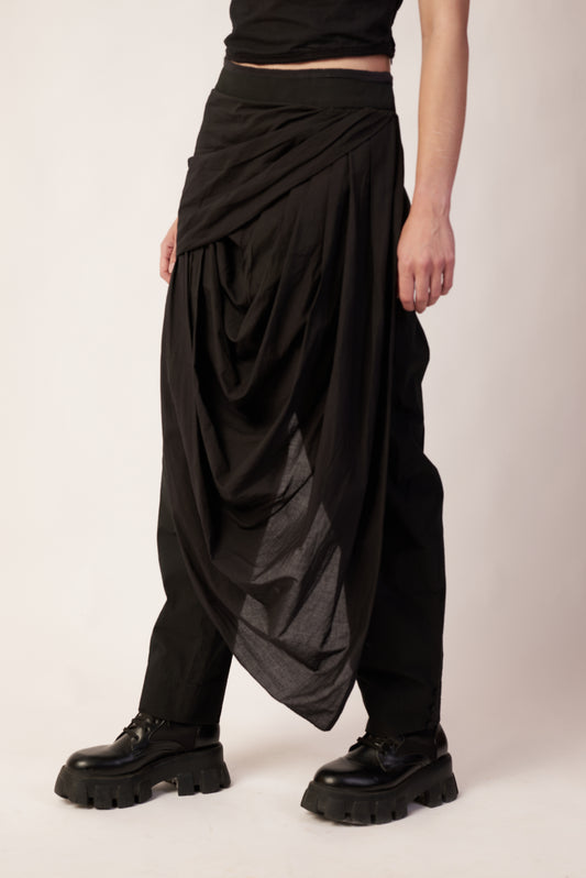 Gravity Drape Pants : Person wearing a black drape pant - near Earth object | Women's Pant | Pret Clothes | nEo Clothes