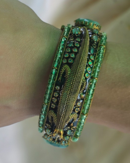 Green Baroness Kaiman Cuff Bracelet - Heritage Jewellery by nEo