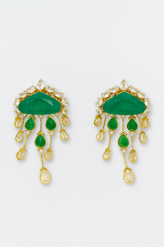 Green Gemstone Palatine Tiered Earrings - Heritage jewelry by nEo