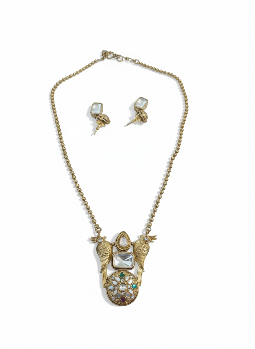 Heritage Gold Malachite Set Necklace & Earring - Heritage jewelry by nEo