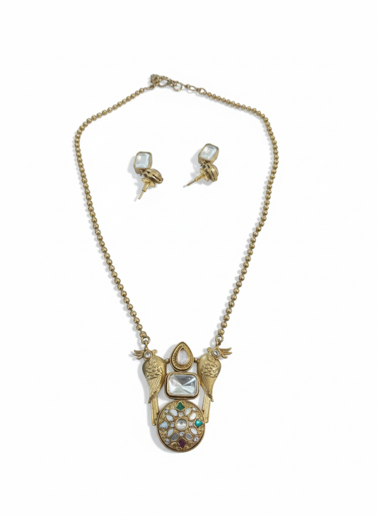 Heritage Gold Malachite Set Necklace & Earring - Heritage jewelry by nEo