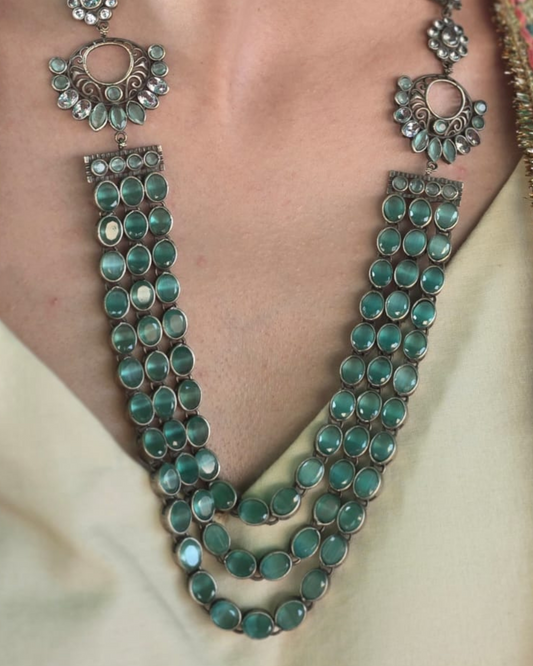 Light Green Imperial Grace Set Necklace & Earrings - Heritage Jewellery by nEo