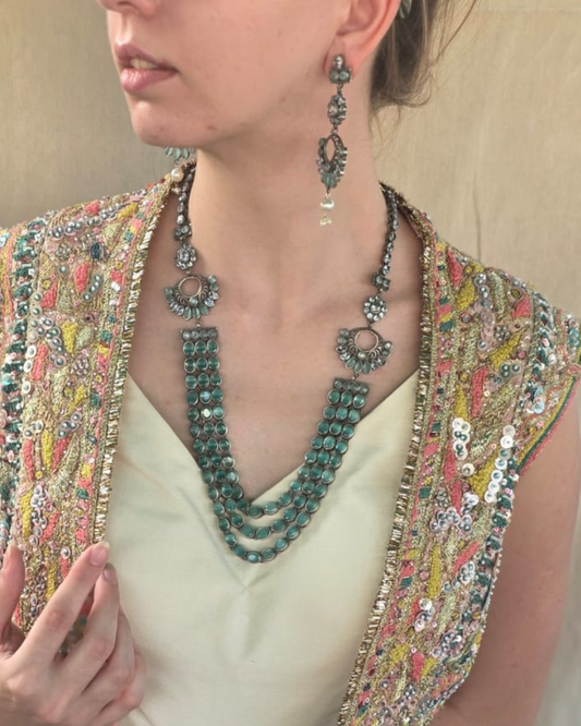 Light Green Imperial Grace Set Necklace & Earrings - Heritage Jewellery by nEo